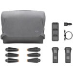 DJI Mavic 3 Fly More Kit obezbediće vas za dug dan snimanja. Ovaj komplet uključuje dve inteligentne baterije, hub za punjenje baterija od 100W, punjač za auto od 65W i tri para low-noise propelera i torbu.