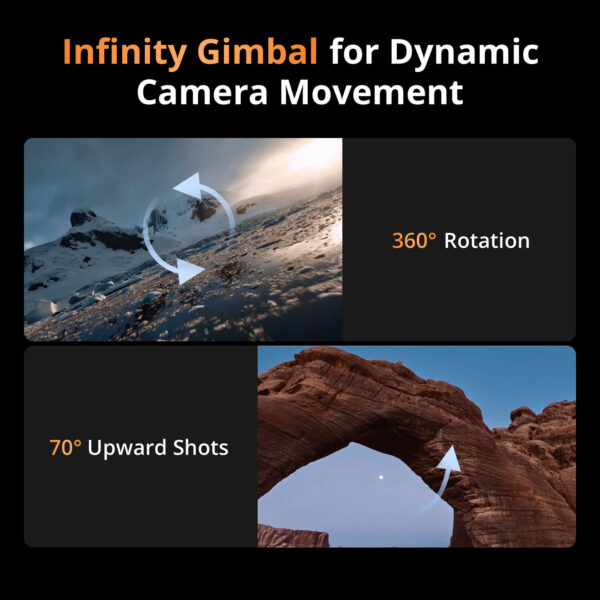 Infinity gimbal sa punom 360° rotacijom i mogućnošću snimanja iznad horizonta